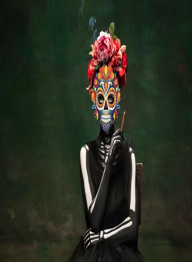 Heureppy 6PCS Day of the Dead Masks Dia de los Muertos Masks Colorful Sugar Skull Face La Catrina Paper Masks for Mexican Fiesta Costume Accessories Día de los Muertos Photo Props Party Cosplay Favor Supplies - Image 3
